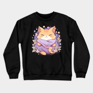 Cottagecore Kawaii Anime Cat Gifts Girls Womens Funny Cat Crewneck Sweatshirt